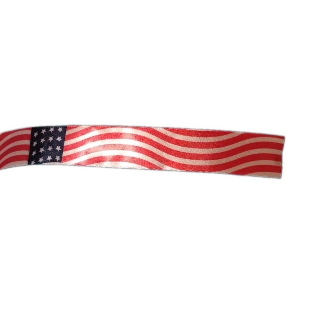 Berwick Offray Ribbon, 1 1/2" x 3 Yds, Waving USA American Flag, Stars & Stripes